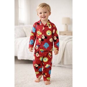 Disney 100 Toddler Pajama Set 3T Toy Story Monsters Inc Mickey Red Sleepwear